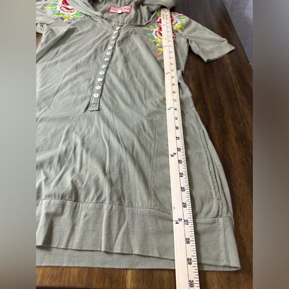 Johnny Was Vintage Tunic/ Dress Floral Embroidered Botton Front Pockets Green - Picture 9 of 9